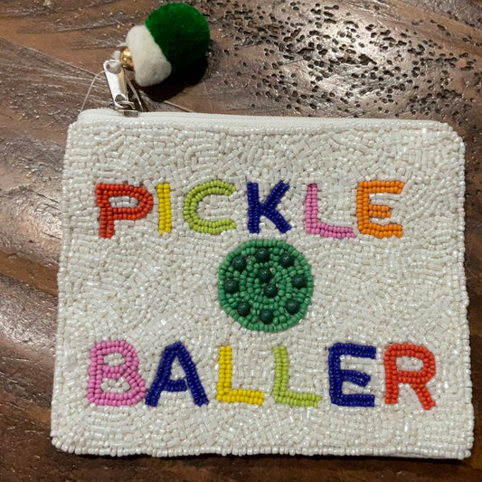 Pickle Baller Seed Bead Coin Purse