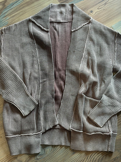 Ribbed Chestnut Open Cardigan