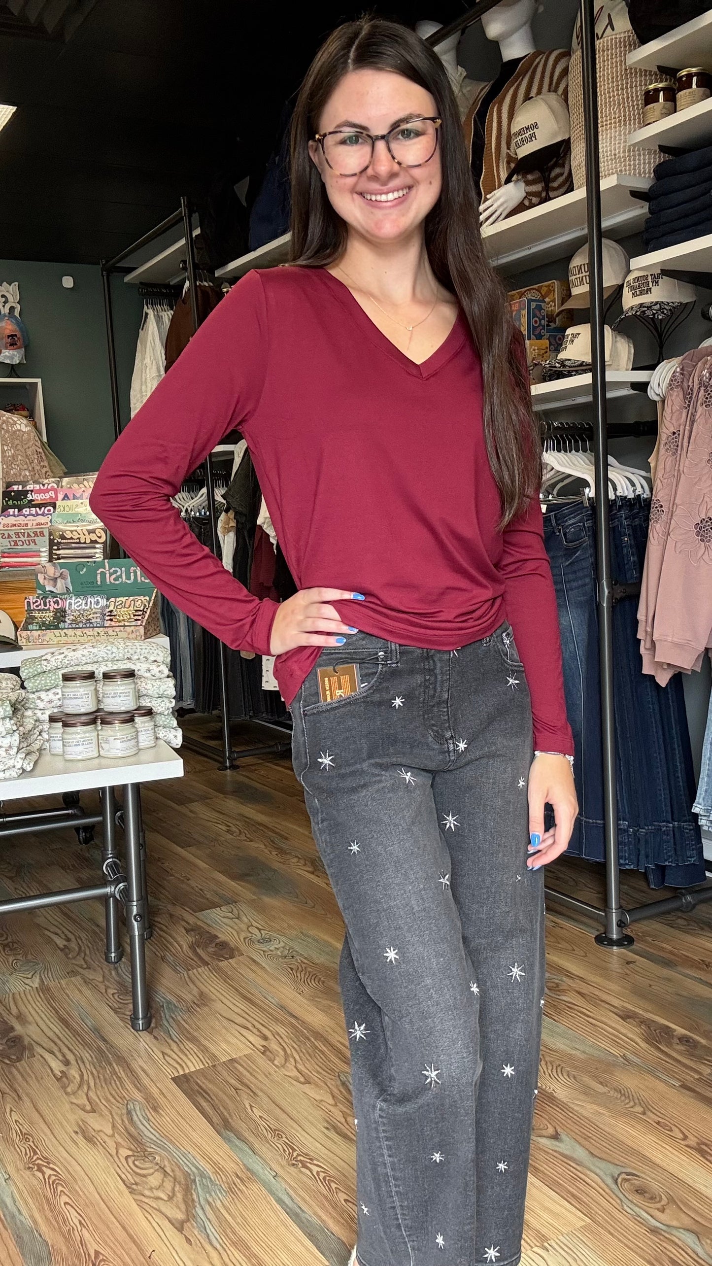 Risen Slouch Embroidered Barrel Jeans