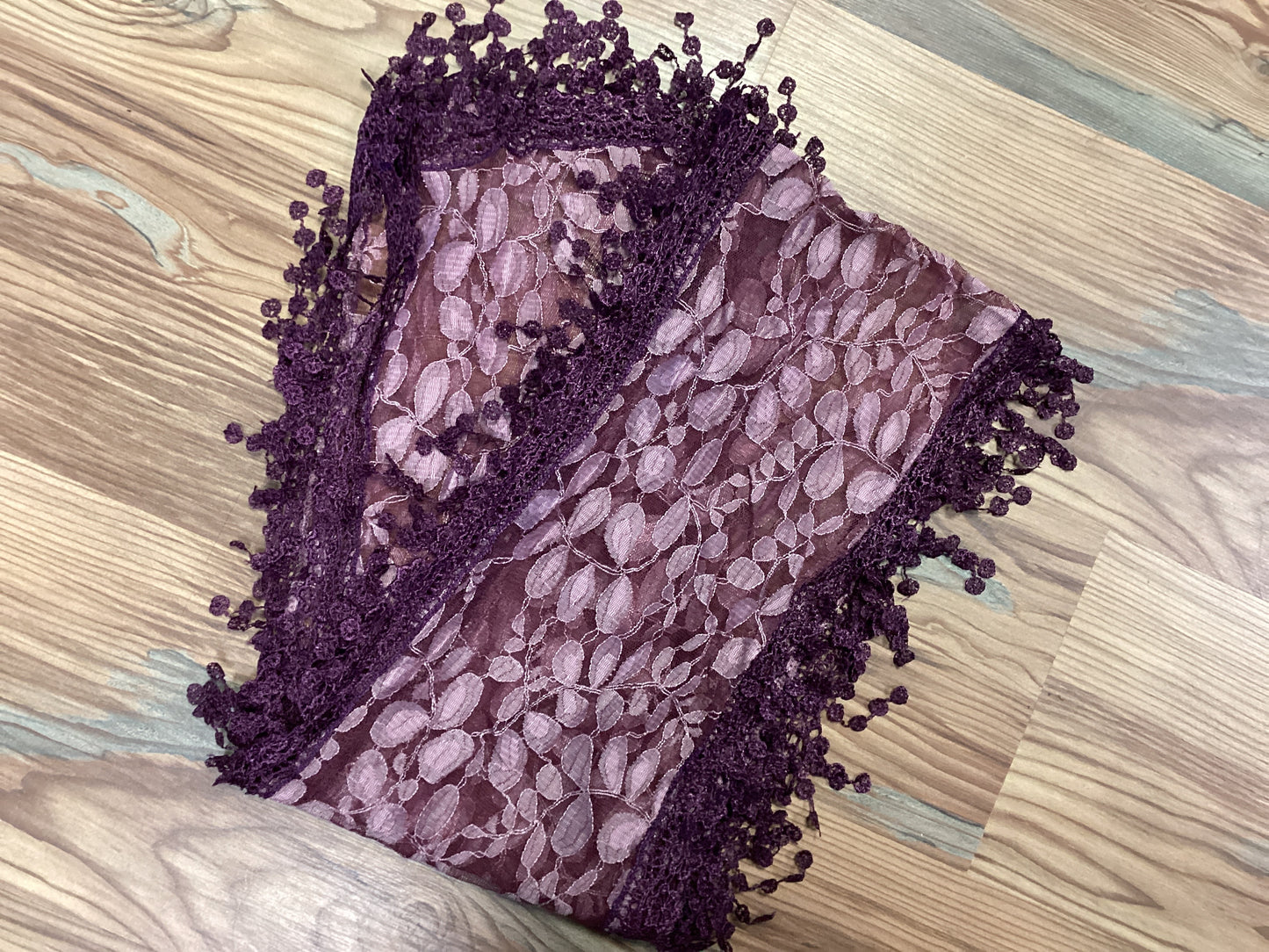 Fringe Lace Scarf Purple