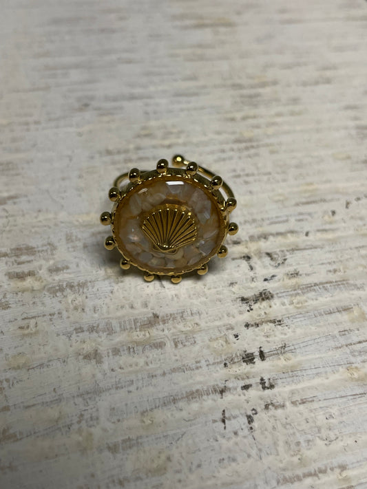 18k Plated Shattered Shell Ring