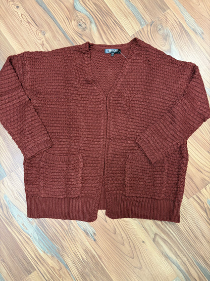 Burgundy Open Front Knit Cardi