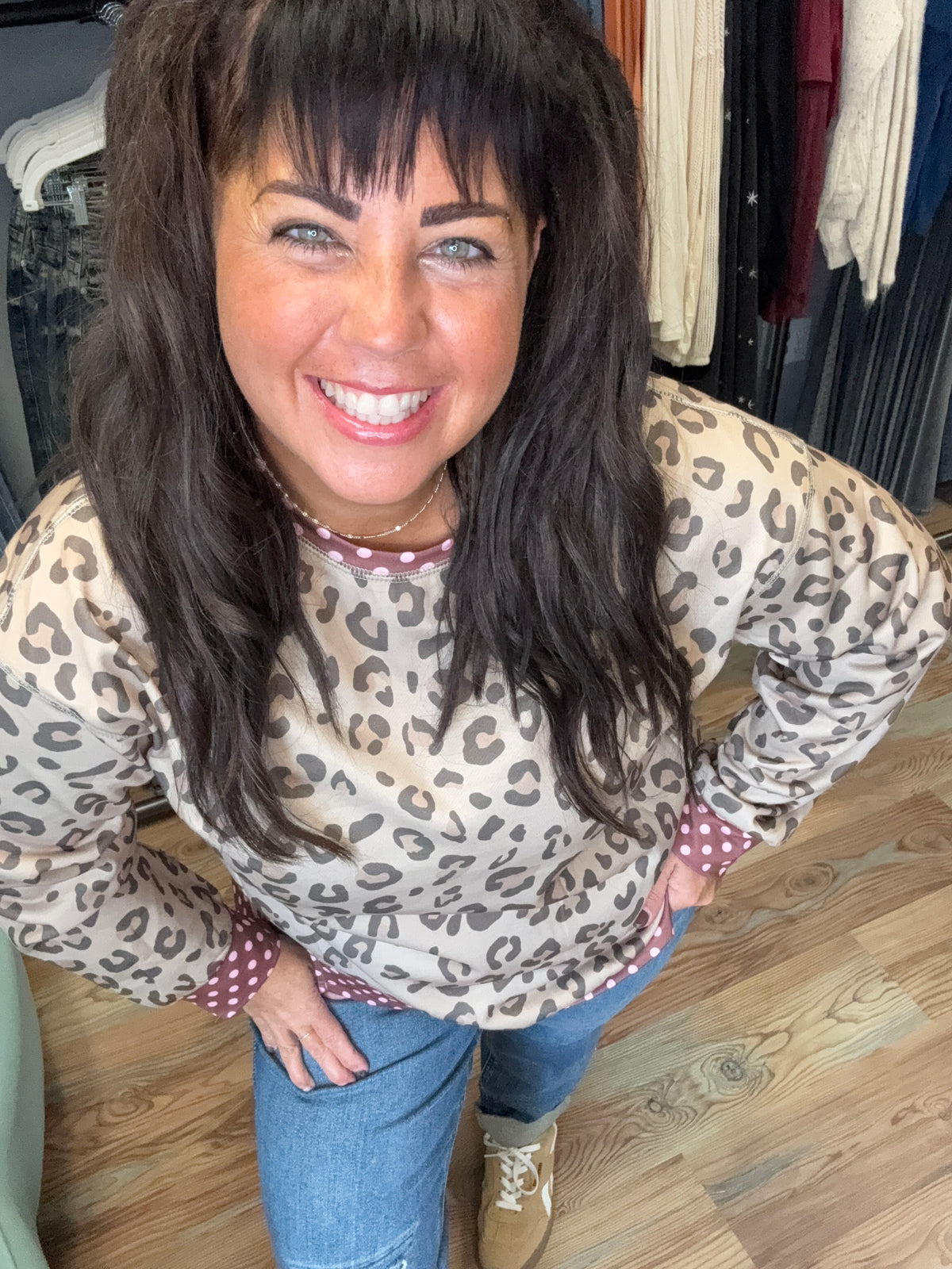 Leopard Polka Dot Long Sleeve