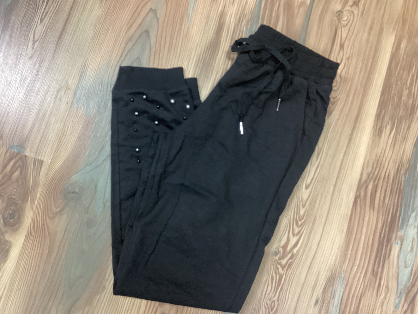 Black Drawstring Pearl Joggers