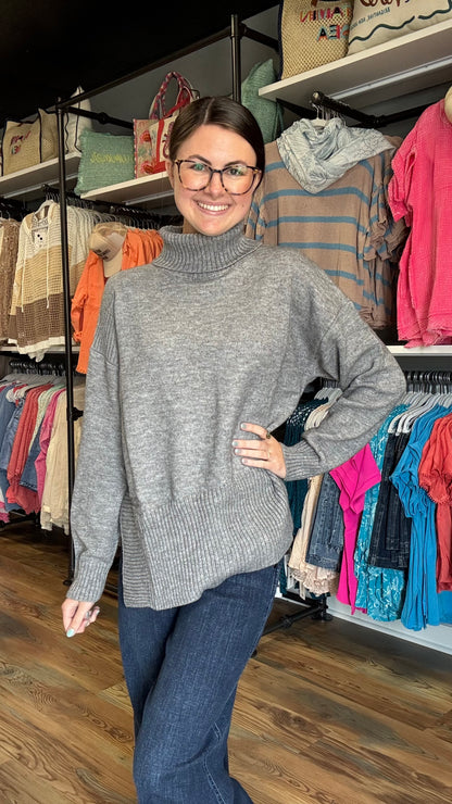 Charcoal Knit Turtle Neck