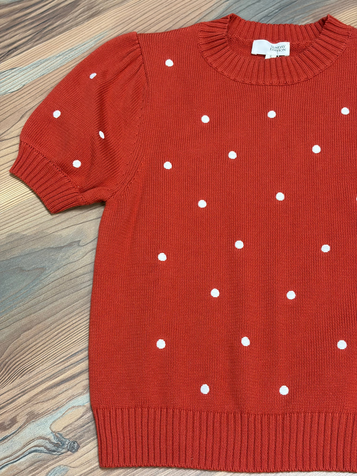 Rust Polka Dot Knit Top