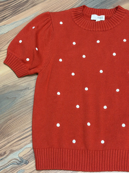 Rust Polka Dot Knit Top