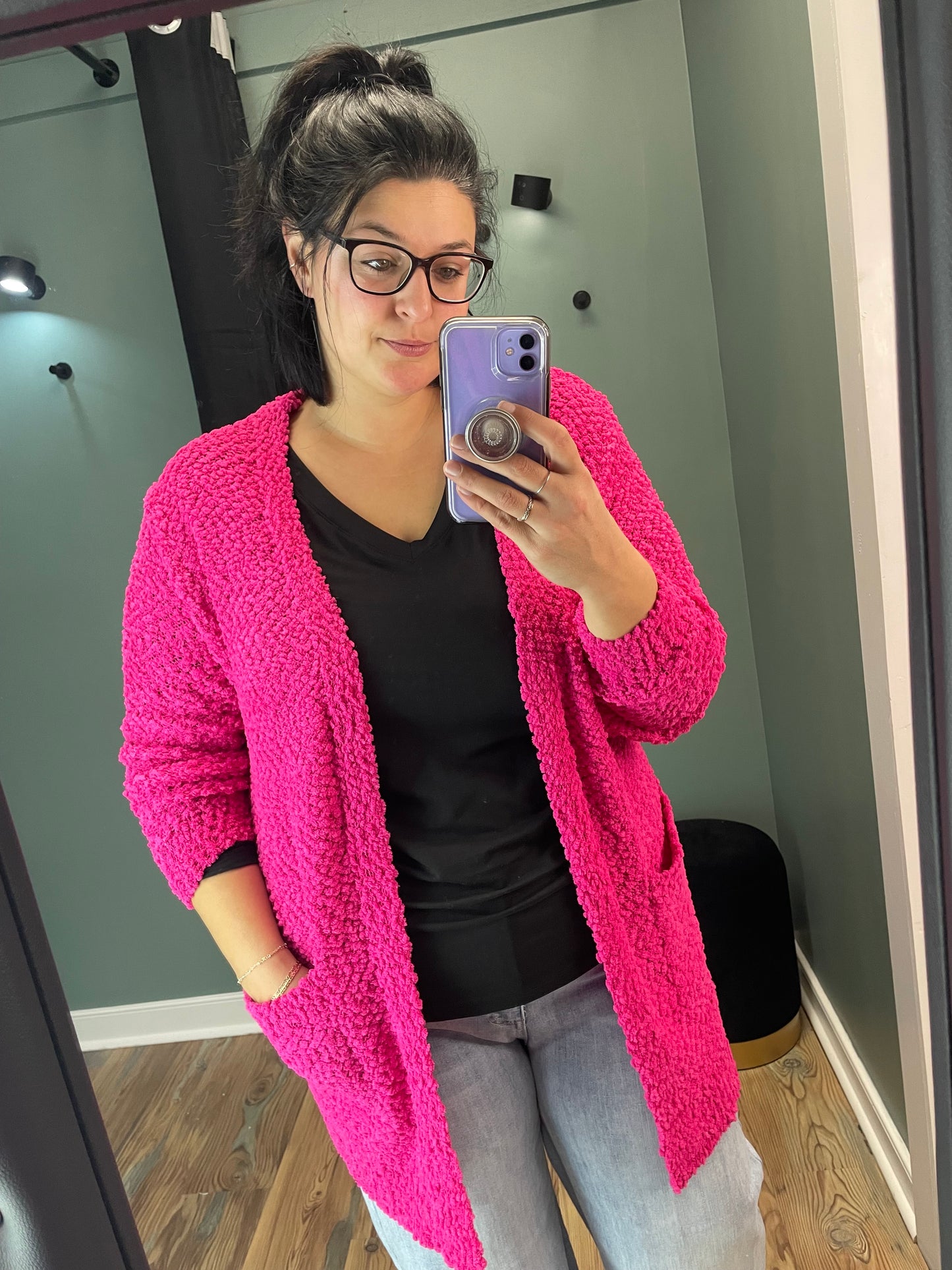 Hot Pink Popcorn Cardi