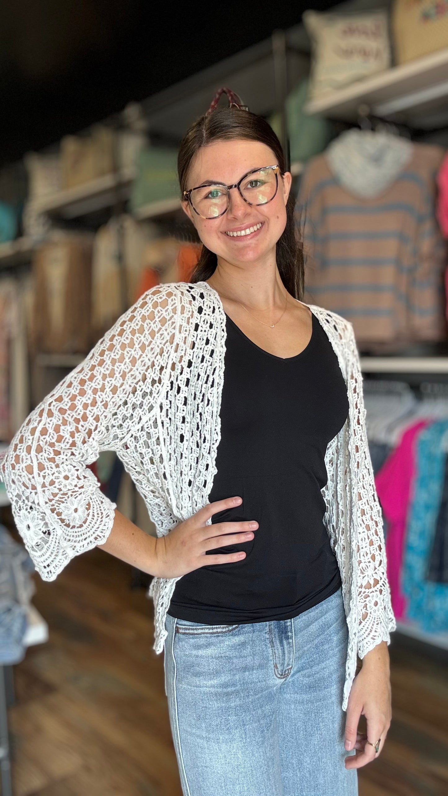 White Lace Scalloped Cardi