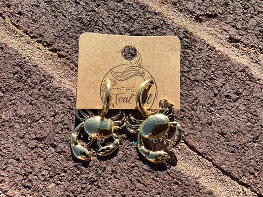 18k PVD Crab Huggie Earrings