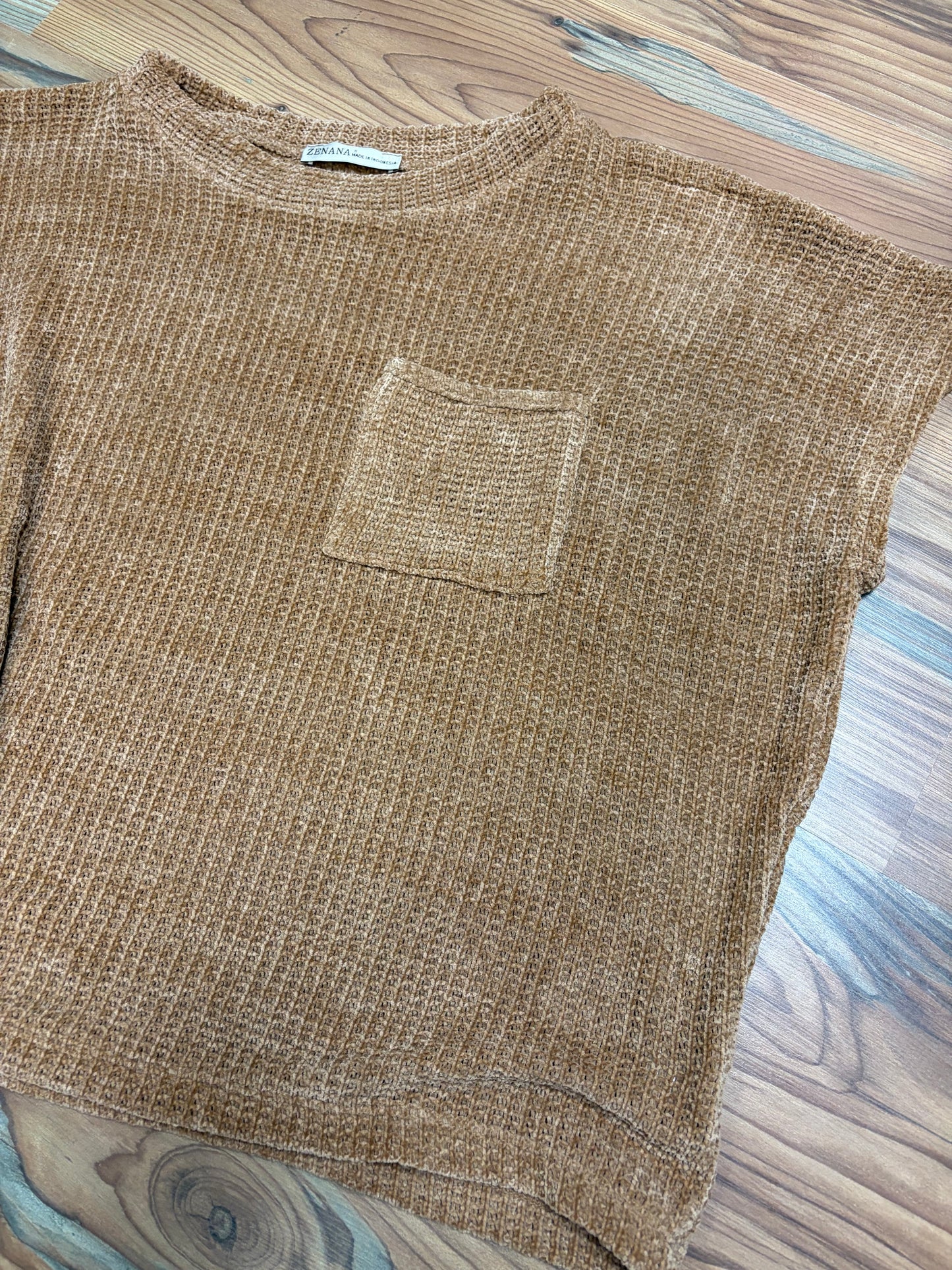 Camel Chenille Waffle Top