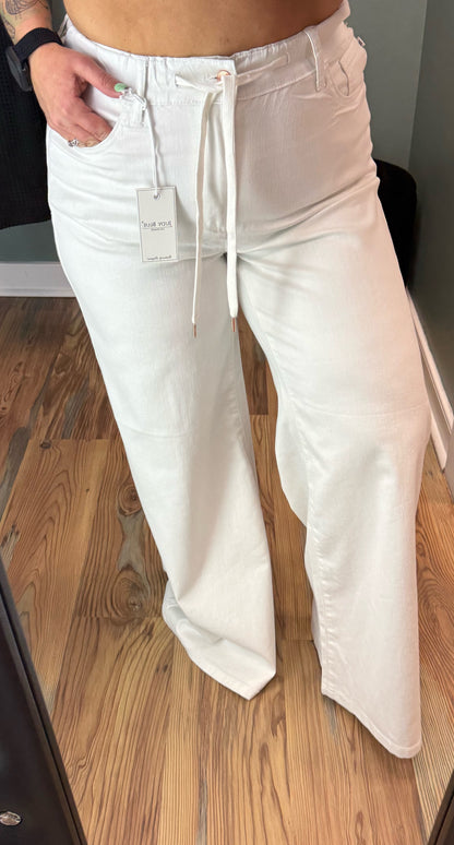 Judy Blue White Palazzo Elastic Waist