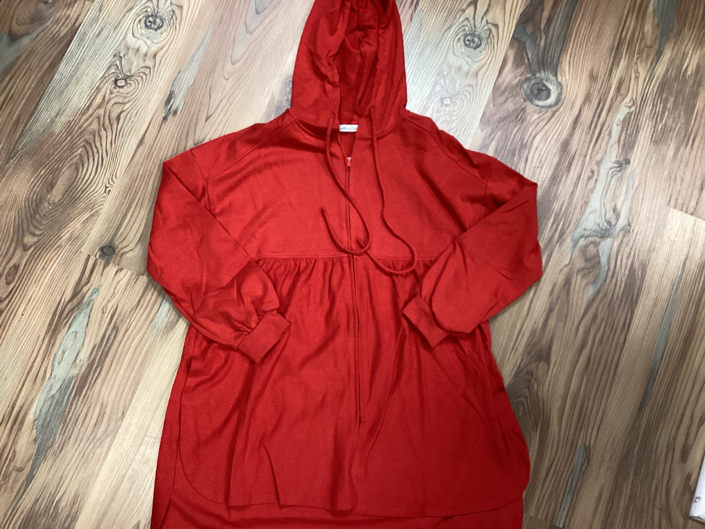 Red Oversized Ruched Hoodie