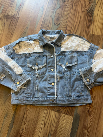 Oversized Lace Denim Jacket