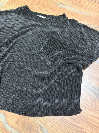 Black Chenille Waffle Top