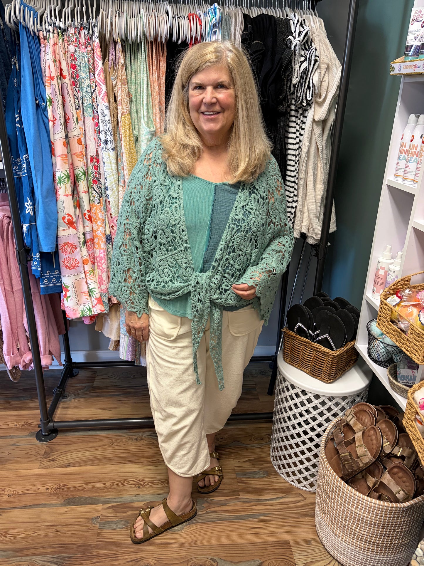 Jade Crochet Tie Kimono
