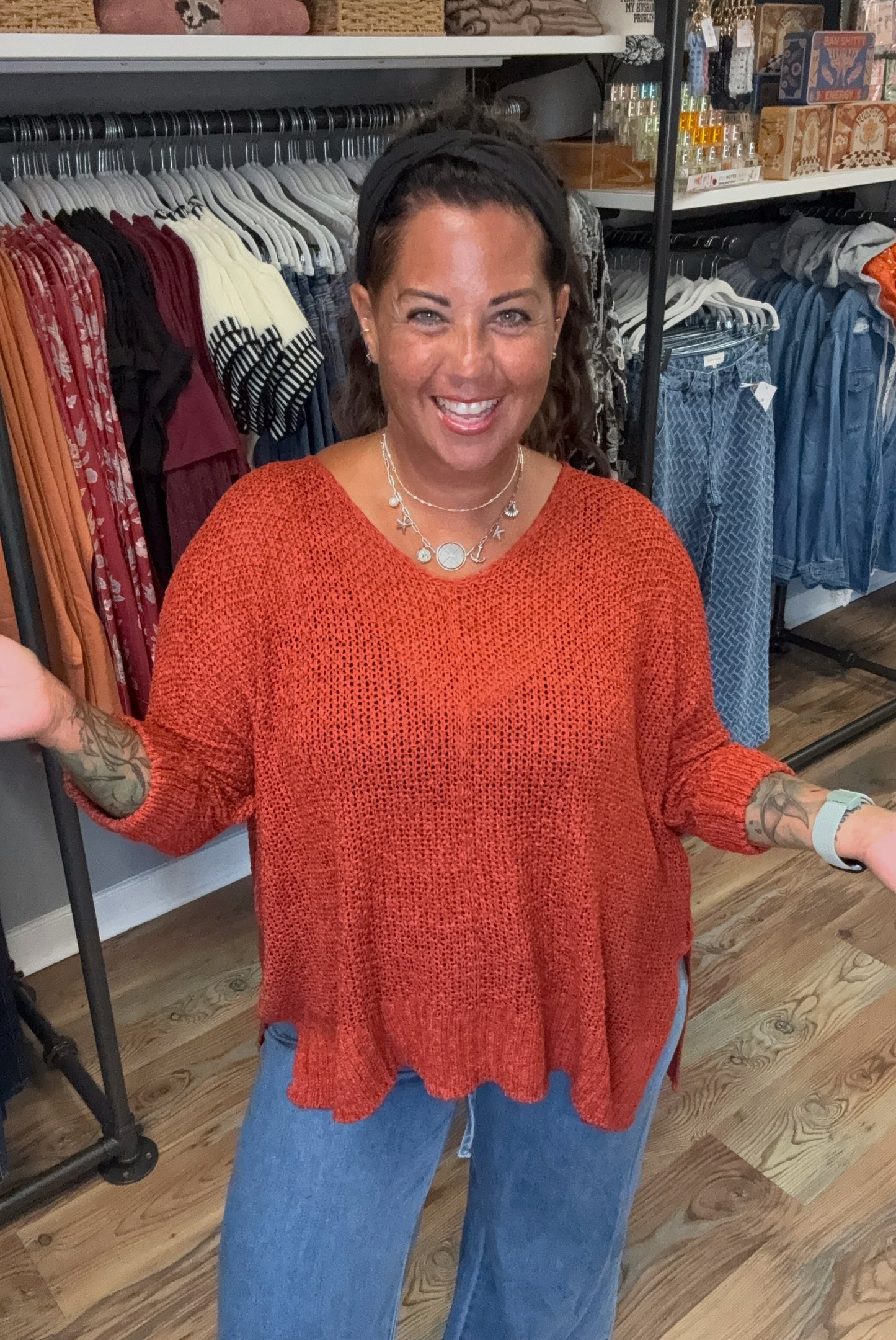 Rust One Size Side Slit Knit