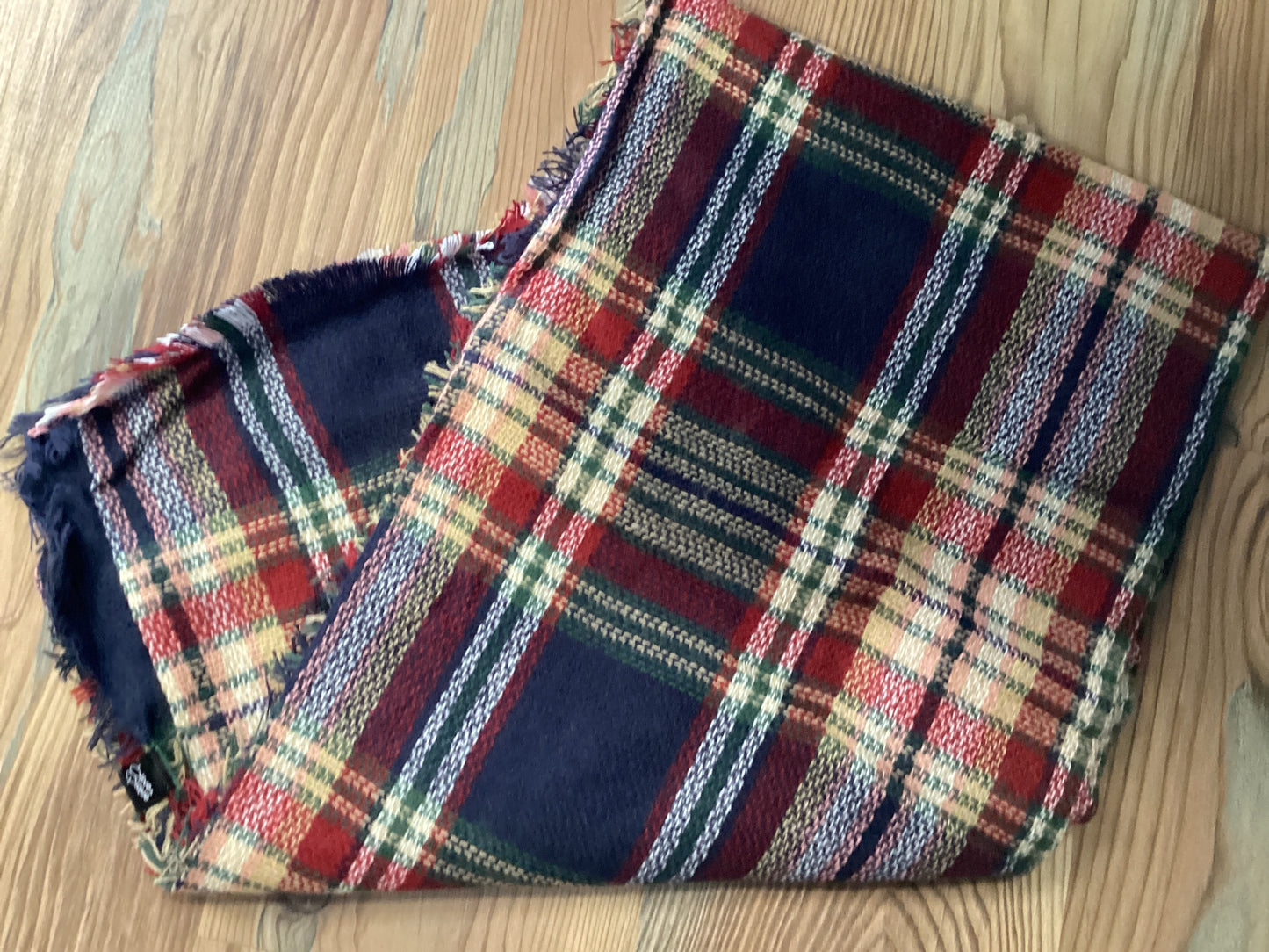 Navy Wine Plaid Scarf