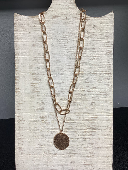 Gold Double Hammered Necklace