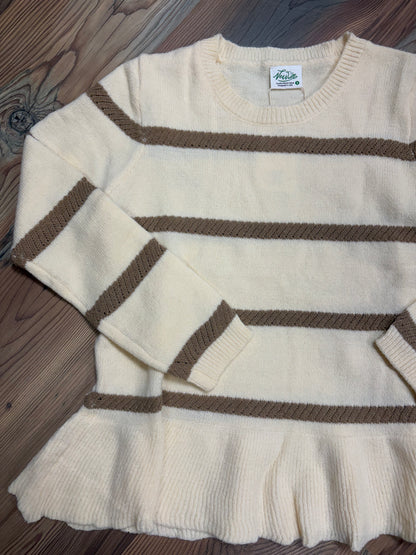 Cream Brown Ruffle Knit