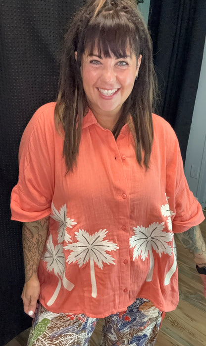 Coral Palm Shirt