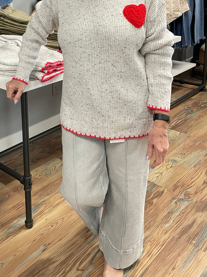 Light Grey Heart Knit