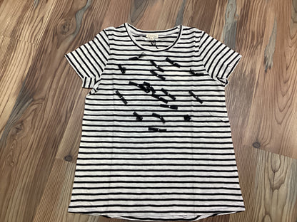 Black White Stripe Bow Top