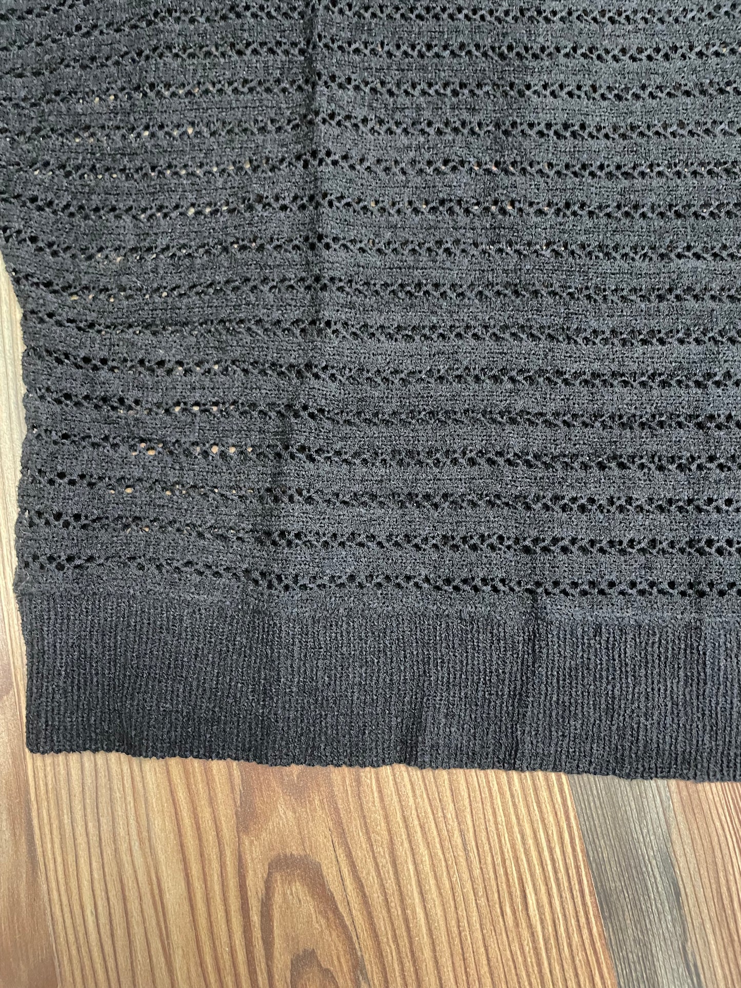 Black Open Knit Short Sleeve
