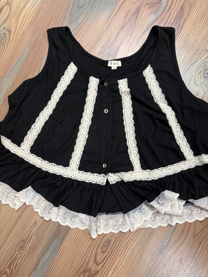Black Cream Lace Tank POL