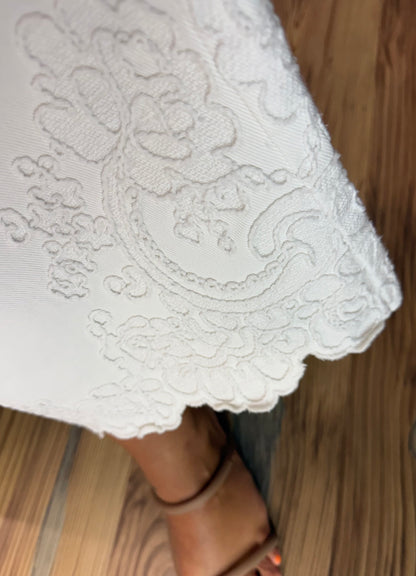 Risen White Lace Tummy Control Cropped Denim