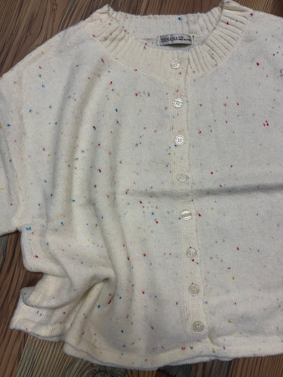 Cream Speckled Half Sleeve Cardi