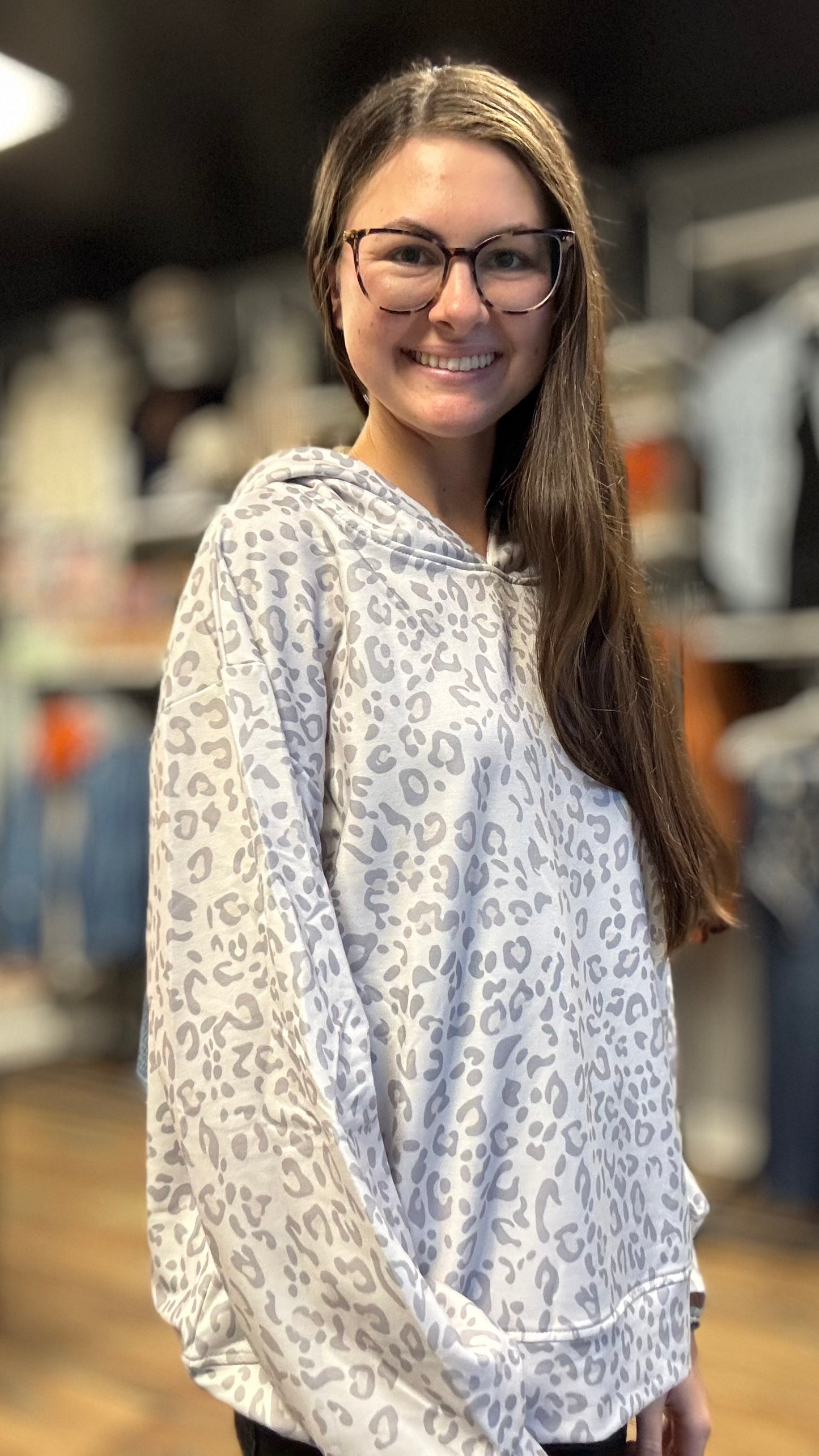 Grey Leopard Hoodie