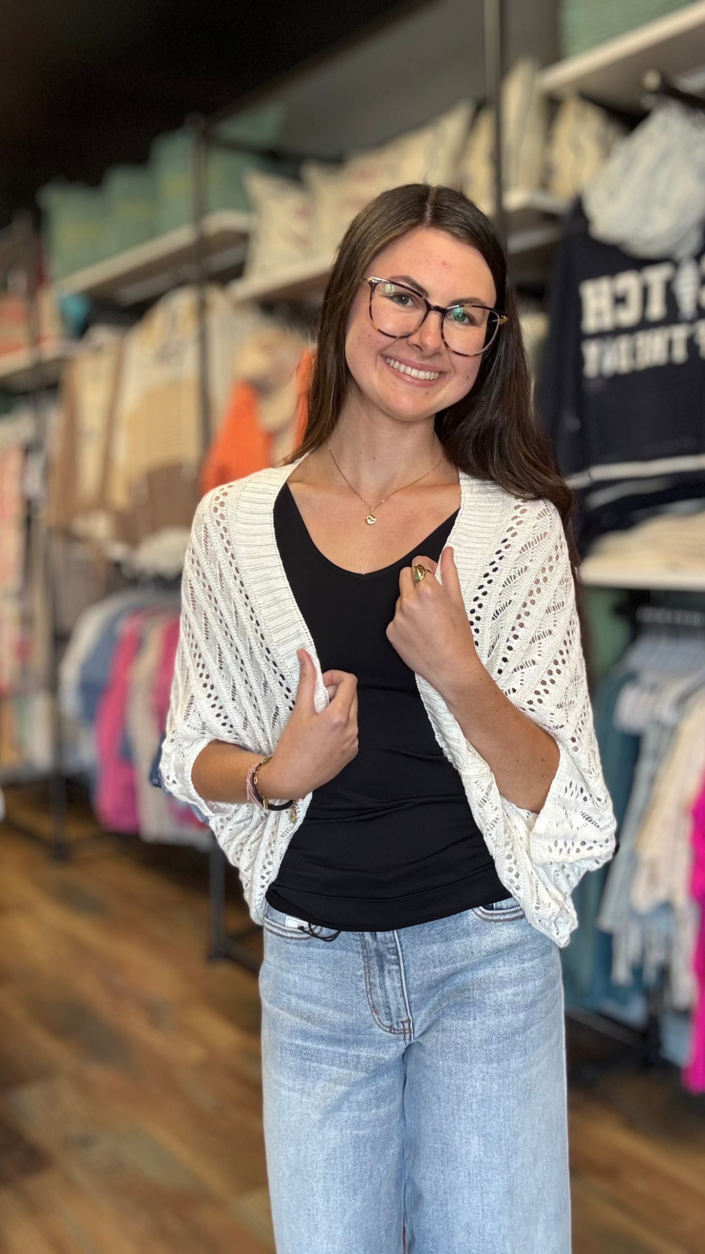 Ivory Knit Open Cardigan