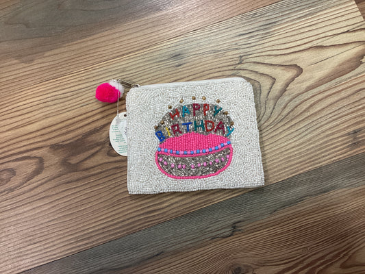 Happy Birthday Seed Bead Coin Purse