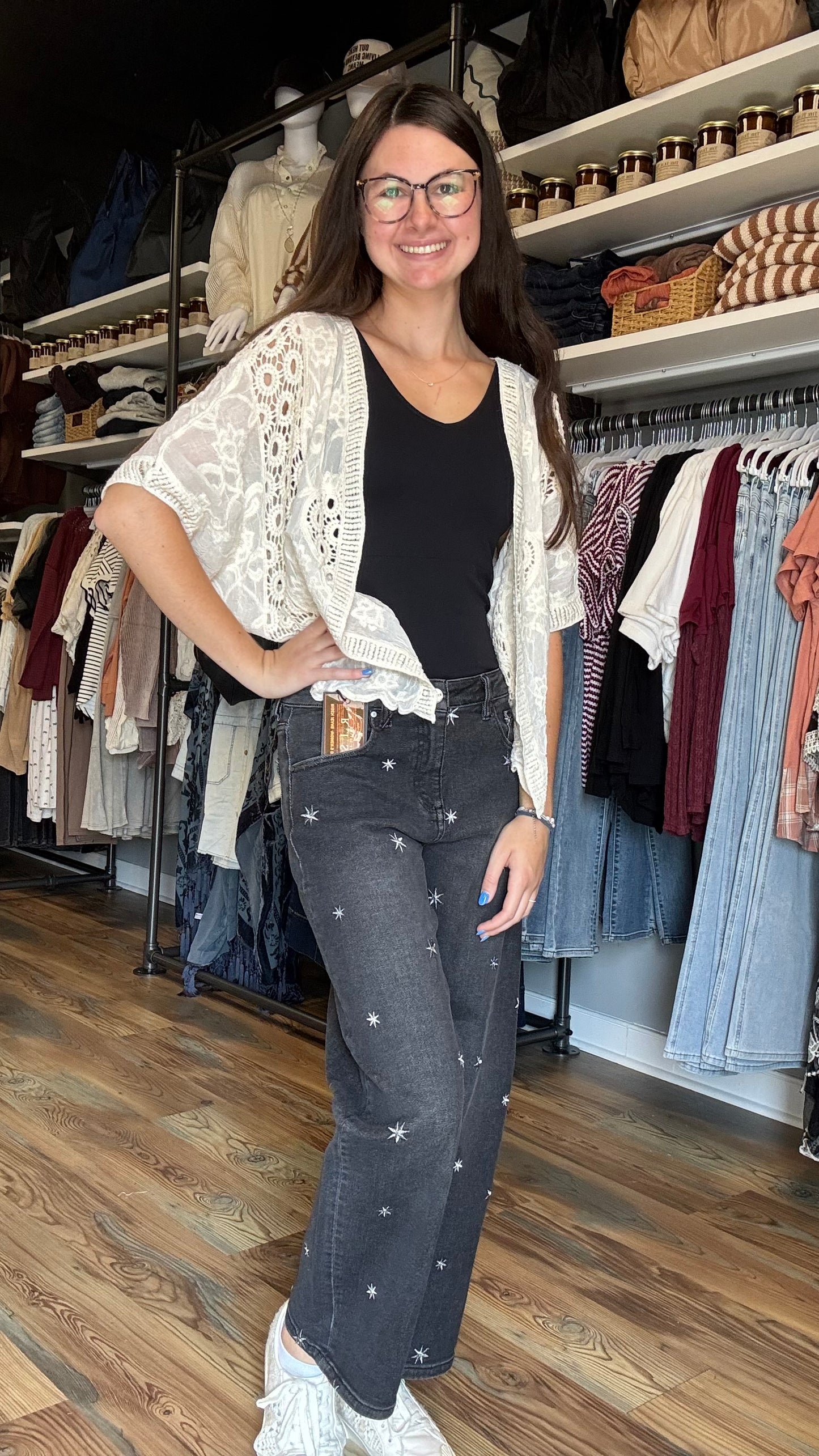 Risen Slouch Embroidered Barrel Jeans