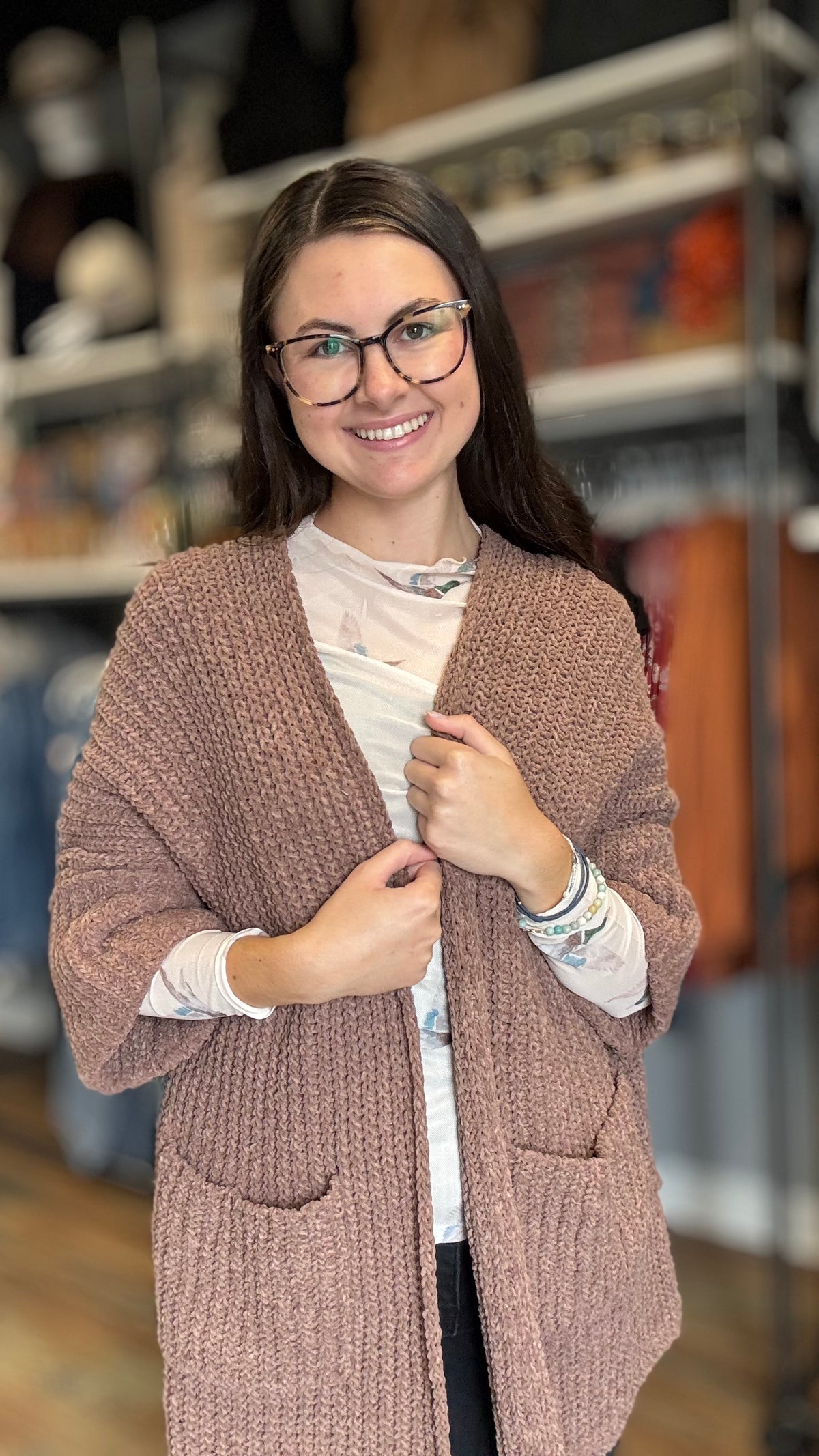 Chocolate Open Front Knit