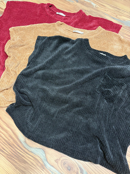 Camel Chenille Waffle Top