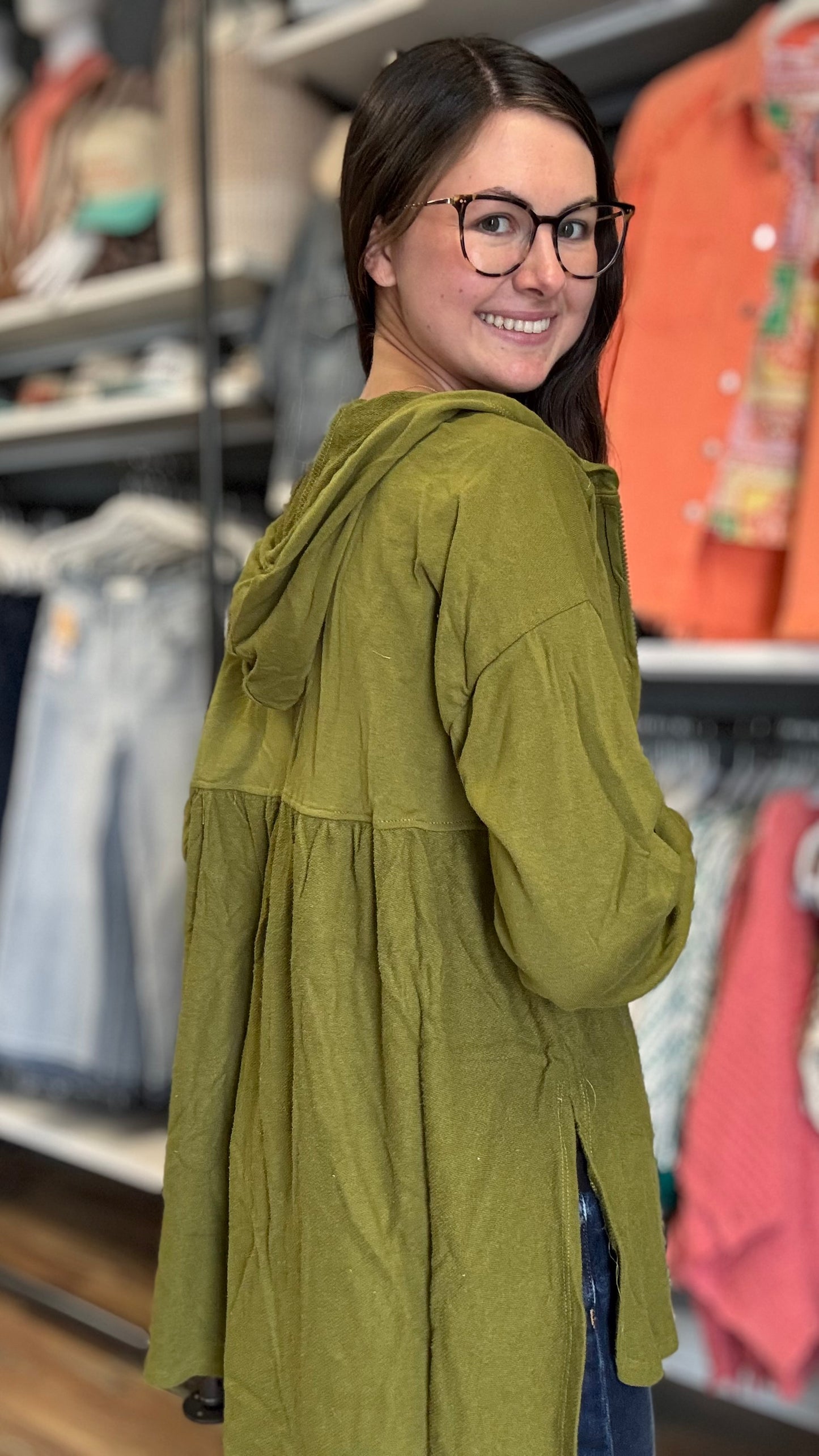 Moss Green Tunic Hoodie