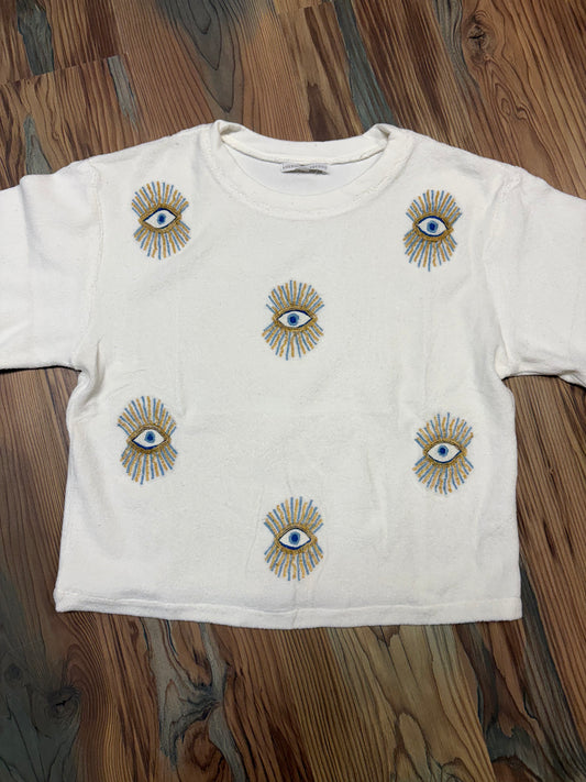 Evil Eye Beaded Top One Size