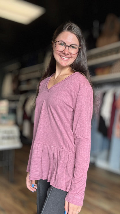 Purple Ruffle Long Sleeve Top