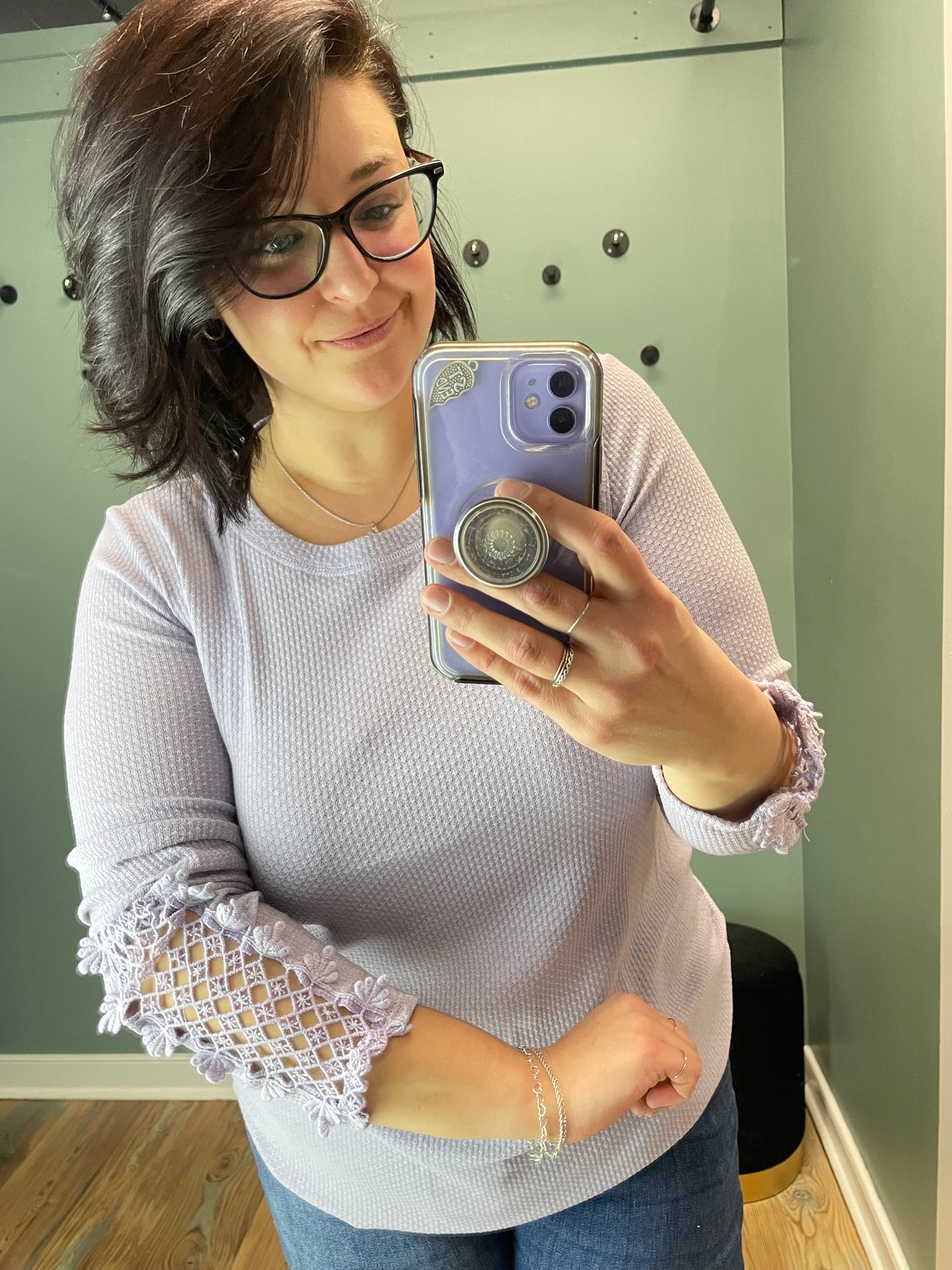 Lilac Waffle Floral Long Sleeve