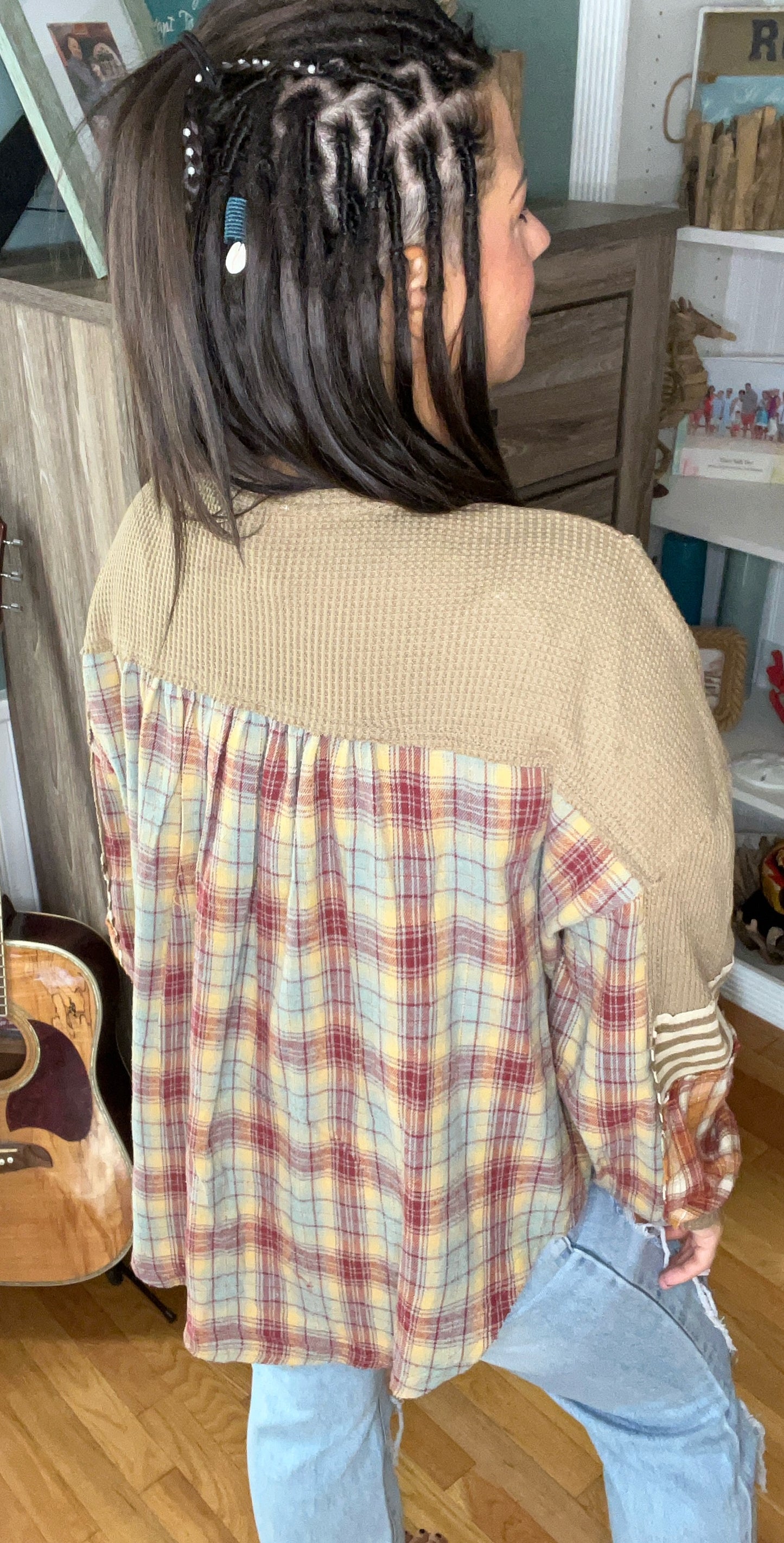 Olive Khaki Plaid Mix Thermal