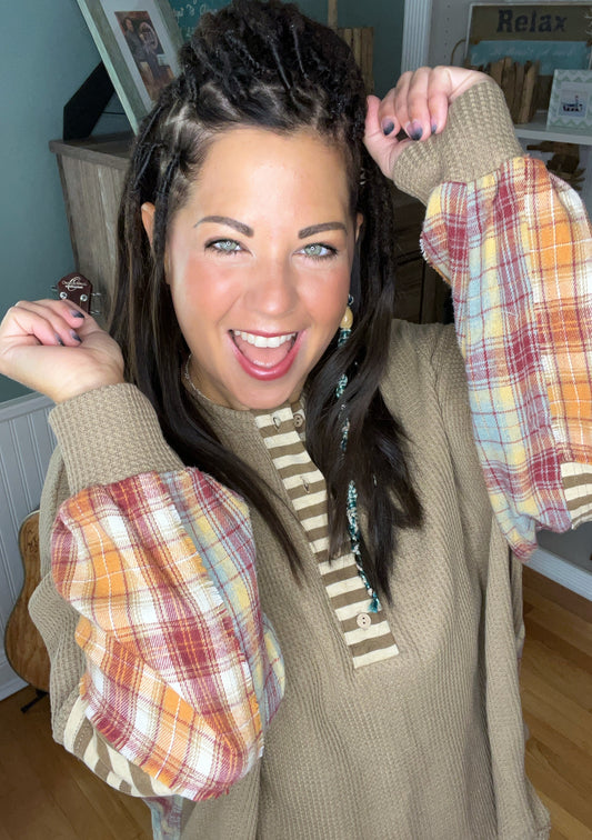 Olive Khaki Plaid Mix Thermal