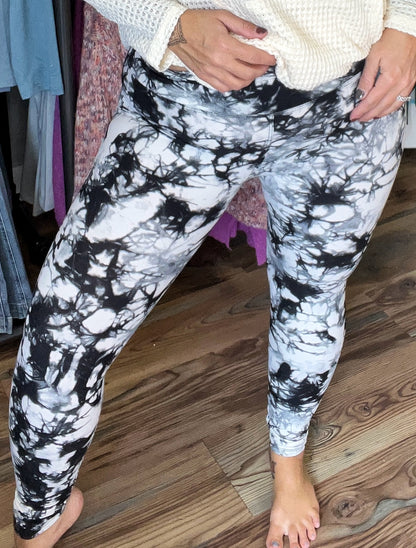 Black White Tie Dye Leggings