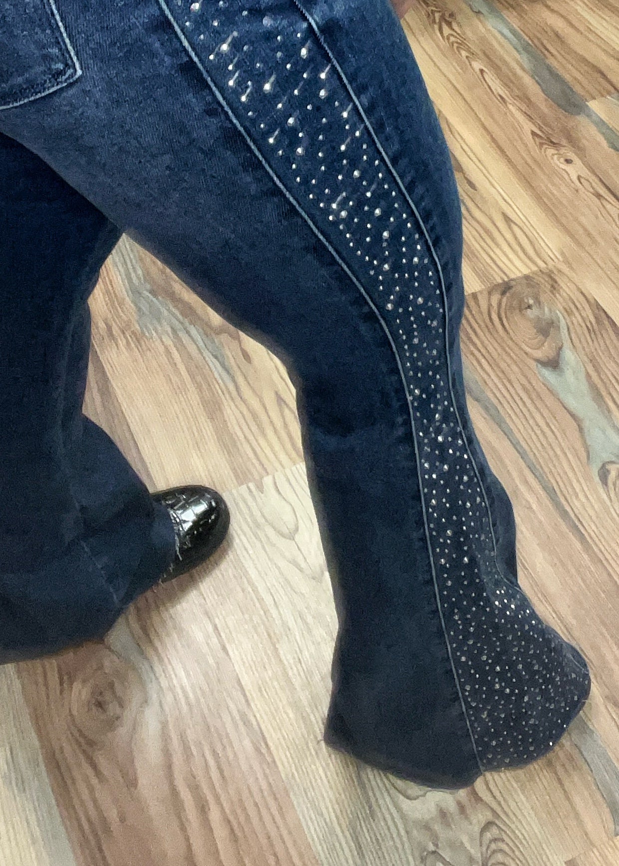 Rhinestone Mid Rise Judy Blue Flares