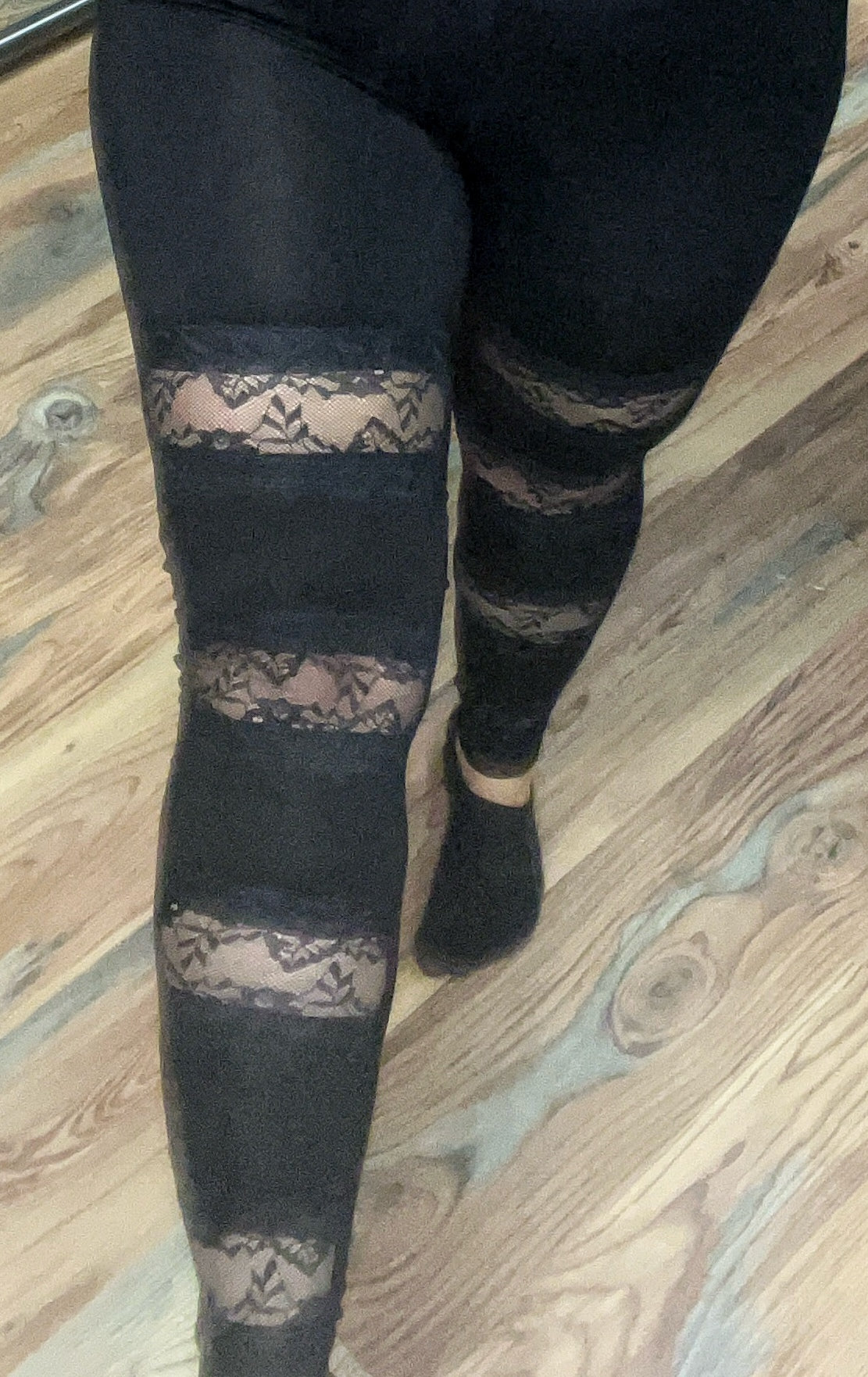 Black Lace Panel Leggings