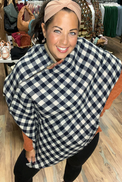 Reversible Plaid Poncho