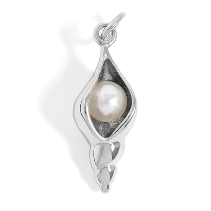 18K Gold PVD Stainless Steel Conch Shell with Pearl Charm