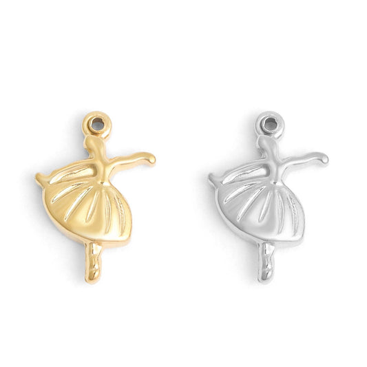 18K Gold PVD Stainless Steel Ballerina Charm