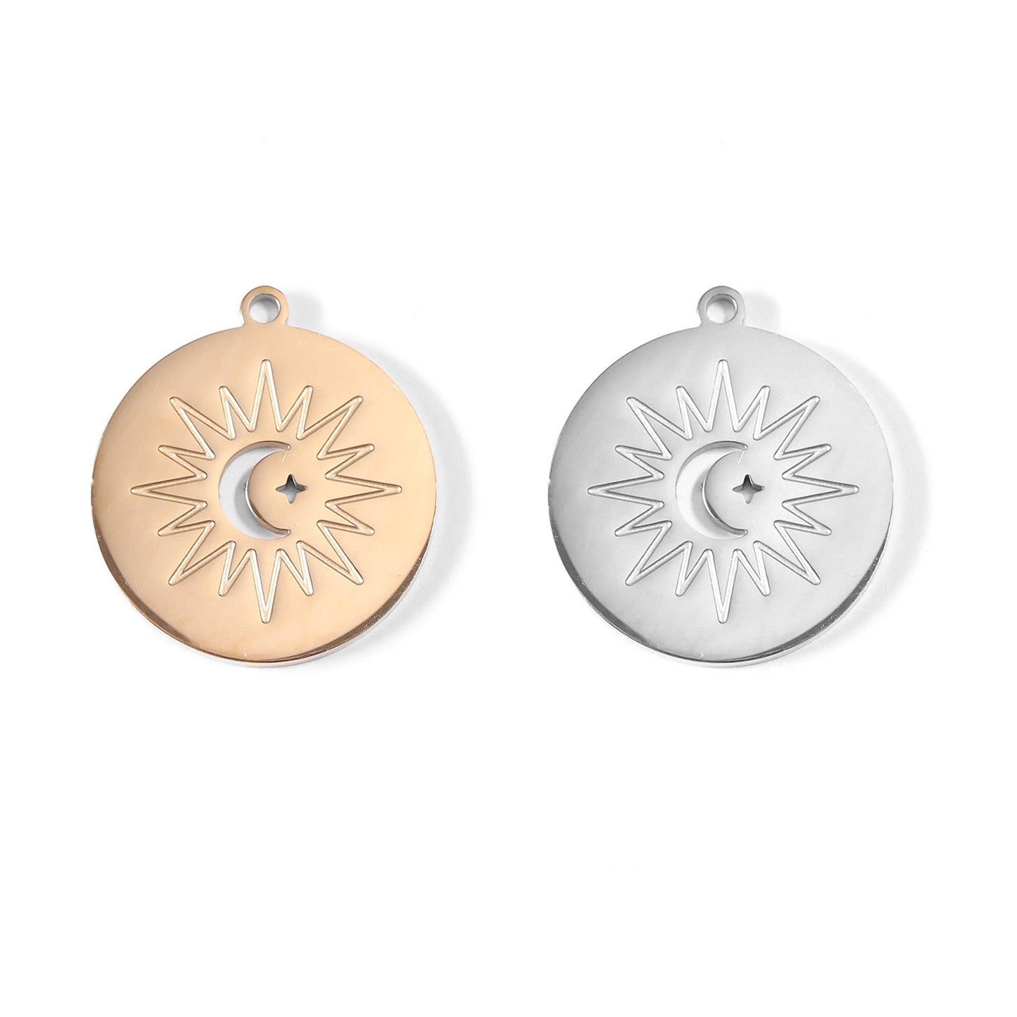 18K Gold PVD Stainless Steel Sun + Moon Charm